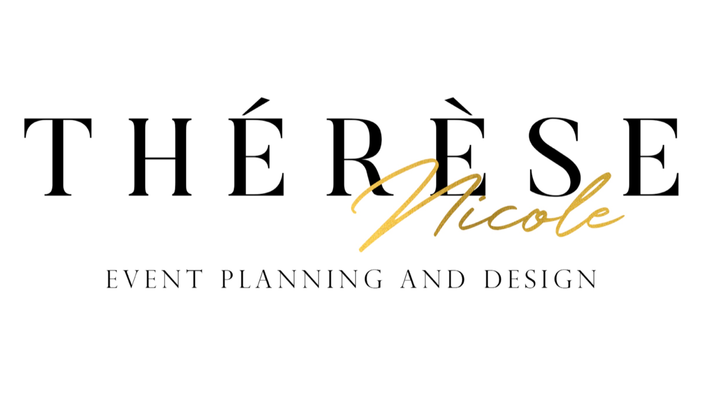 The Thérèse Nicole wordmark, reading Thérèse Nicole, Event Planning and Design.